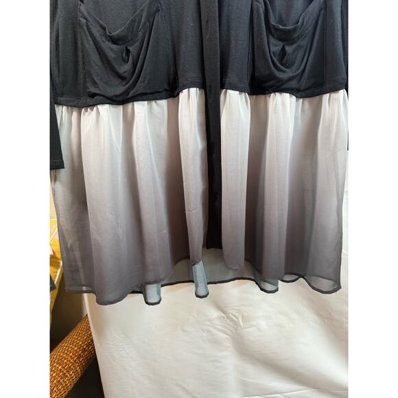 Logo by Lori Goldstein Color-Block Long Cardigan Black White Soft Loose Fit SZ M - Picture 4 of 8